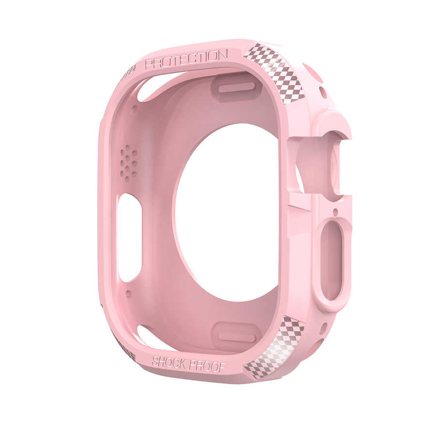 Watch Ultra 49mm Silikon TPU Kasa Koruyucu Zore Watch Gard 17 - Pembe