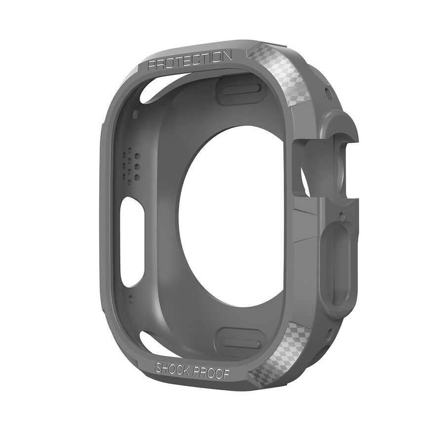 Watch Ultra 49mm Silikon TPU Kasa Koruyucu Zore Watch Gard 17 - Gri