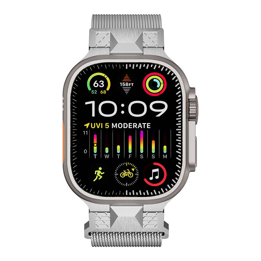 Watch Ultra 49mm Zore KRD-107 Metal Hasır Kordon - Gümüş