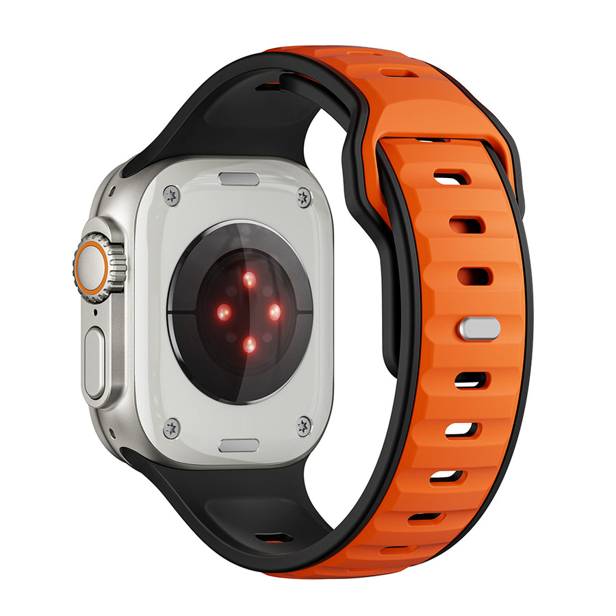 Watch Ultra 49mm Zore KRD-135 Silikon Kordon Strap Kayış - Siyah-Turuncu