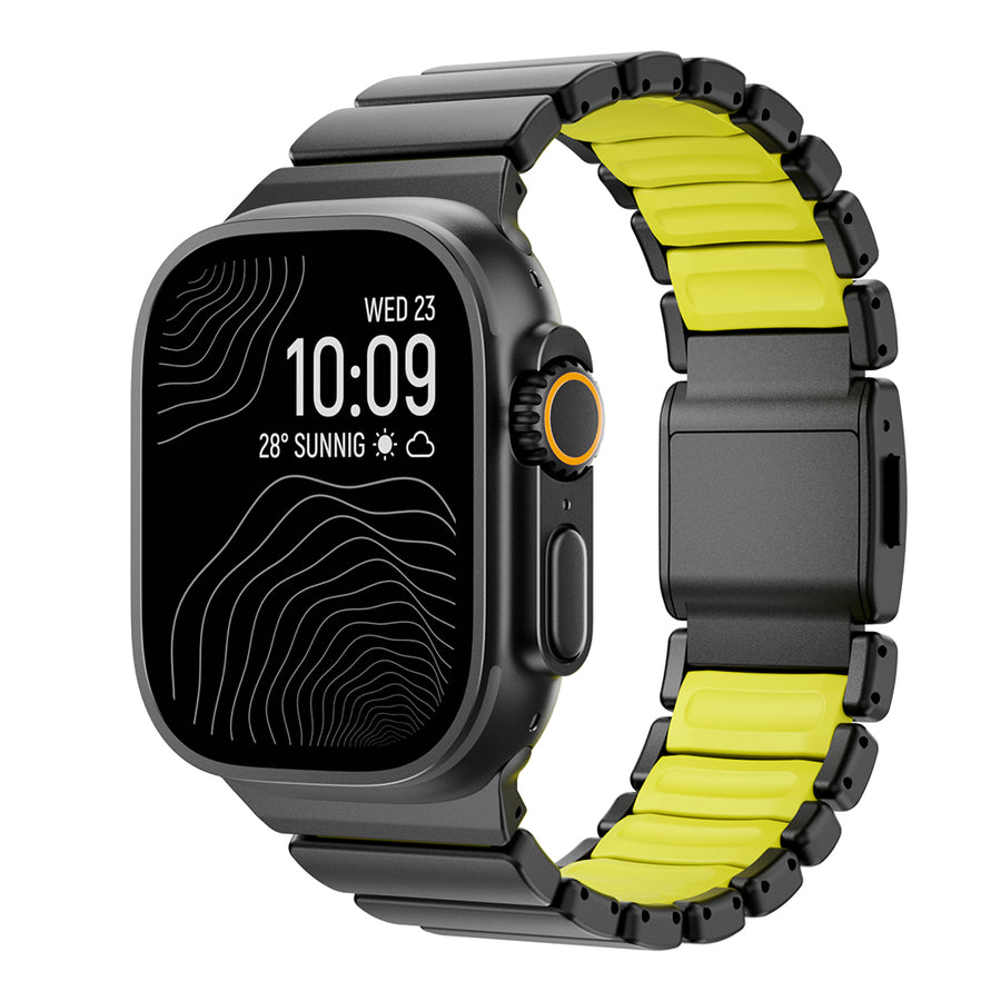 Watch Ultra 49mm Zore KRD-152 Titanyum Silikon Kordon - Siyah-Yeşil