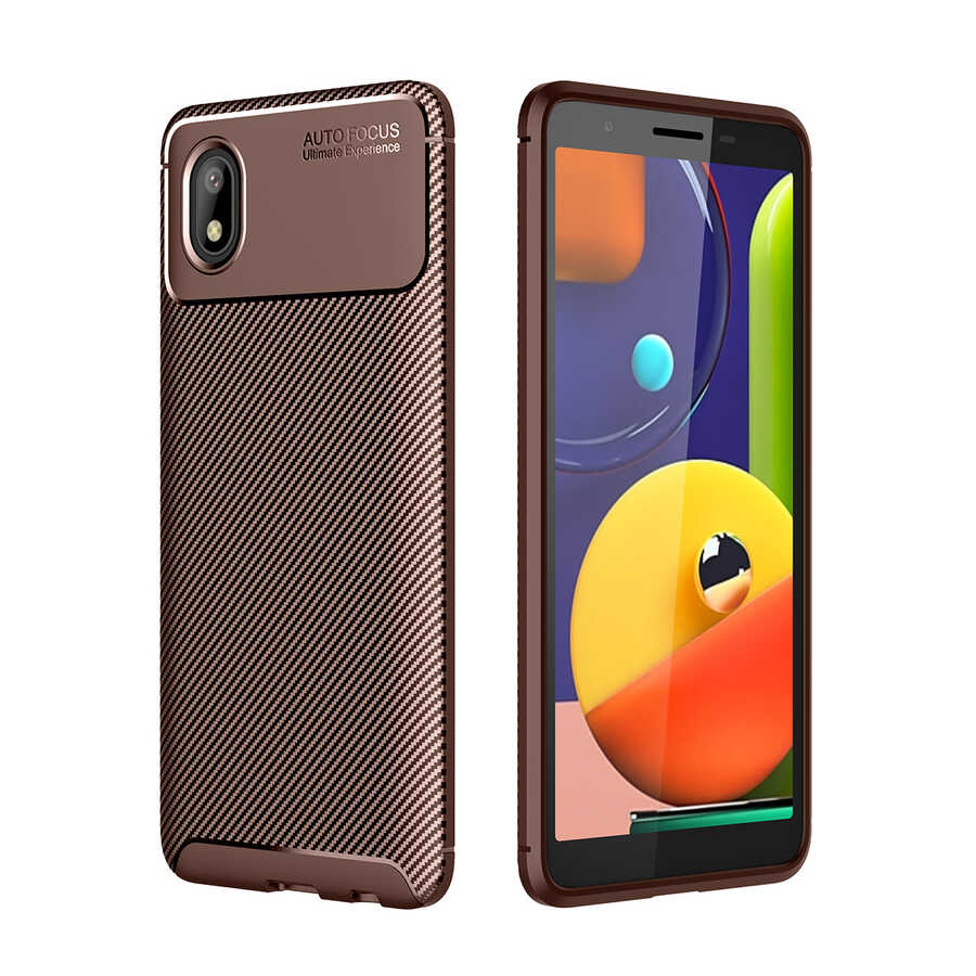 Galaxy A01 Core Kılıf Zore Negro Silikon Kılıf - Kahverengi
