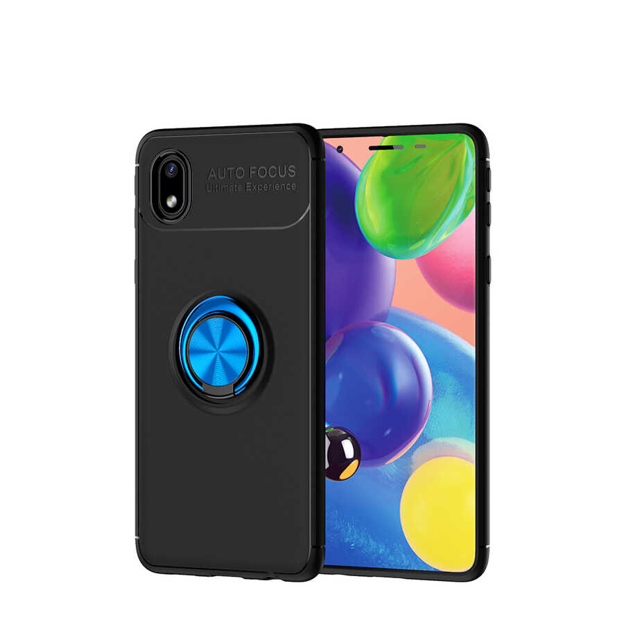 Galaxy A01 Core Kılıf Zore Ravel Silikon Kılıf - Siyah-Mavi