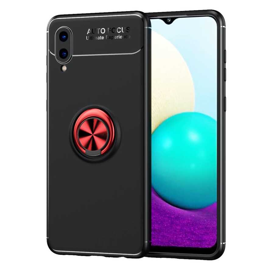Galaxy A02 Kılıf Zore Ravel Silikon Kılıf - Siyah-Kırmızı