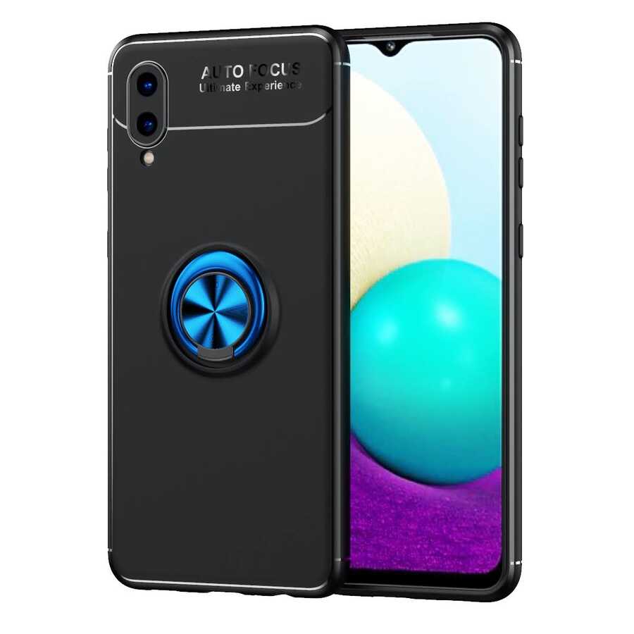 Galaxy A02 Kılıf Zore Ravel Silikon Kılıf - Siyah-Mavi