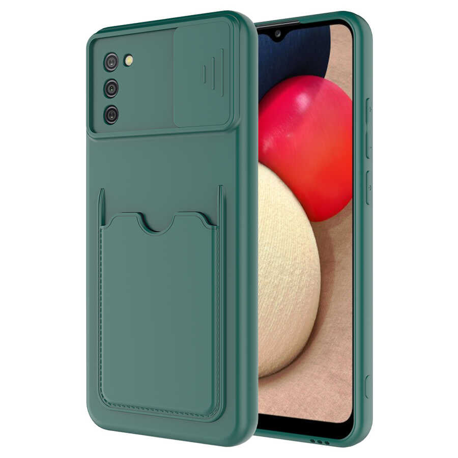 Galaxy A02S Kılıf Zore Kartix Kılıf - Koyu Yeşil