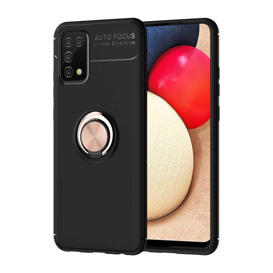 Galaxy A02S Kılıf Zore Ravel Silikon Kılıf - Siyah-Rose Gold