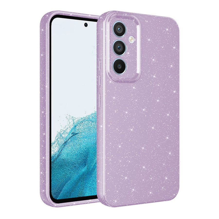 Galaxy A05S Kılıf Kamera Korumalı Simli Lüks Zore Koton Kılıf - Lila