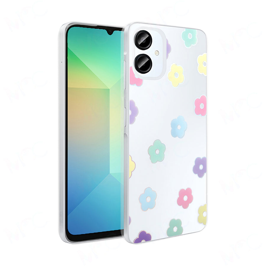 Galaxy A06 Kılıf Şeffaf Figürlü Zore Folk Sert Kılıf - Papatya
