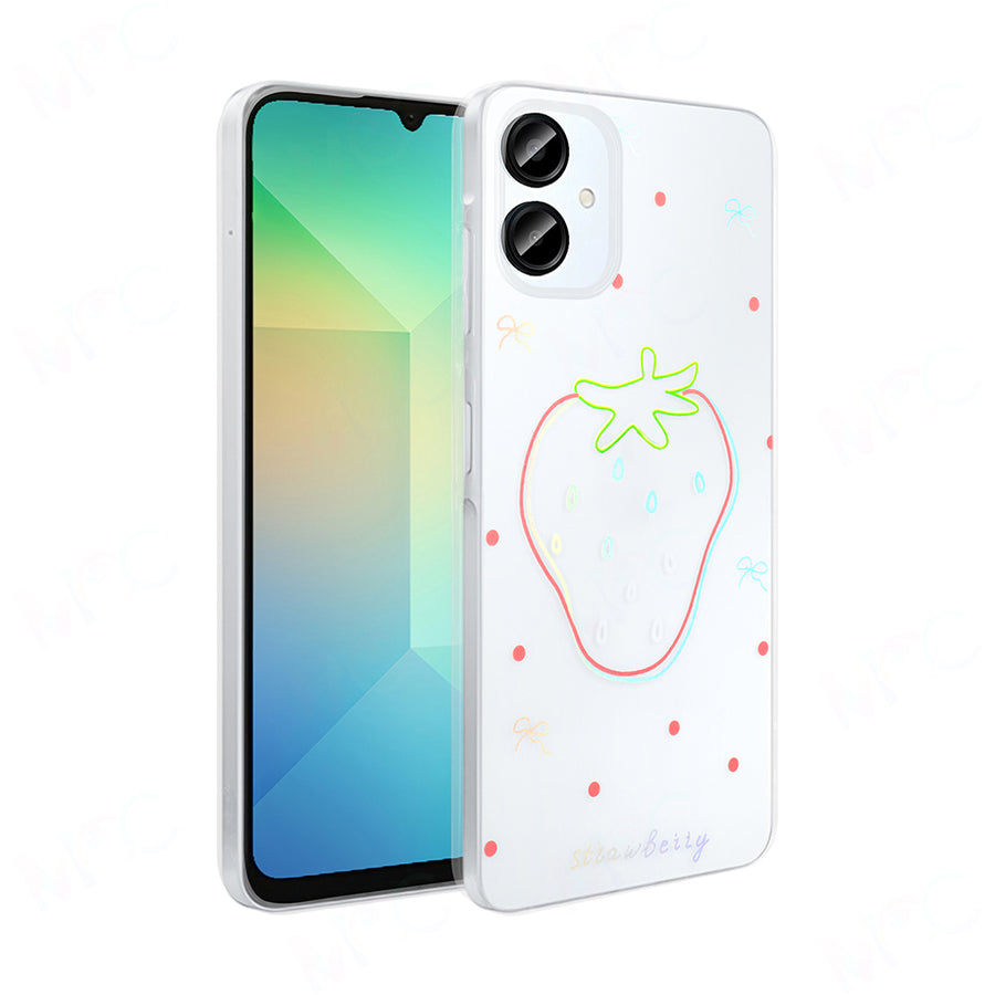 Galaxy A06 Kılıf Şeffaf Figürlü Zore Folk Sert Kılıf - Çilek