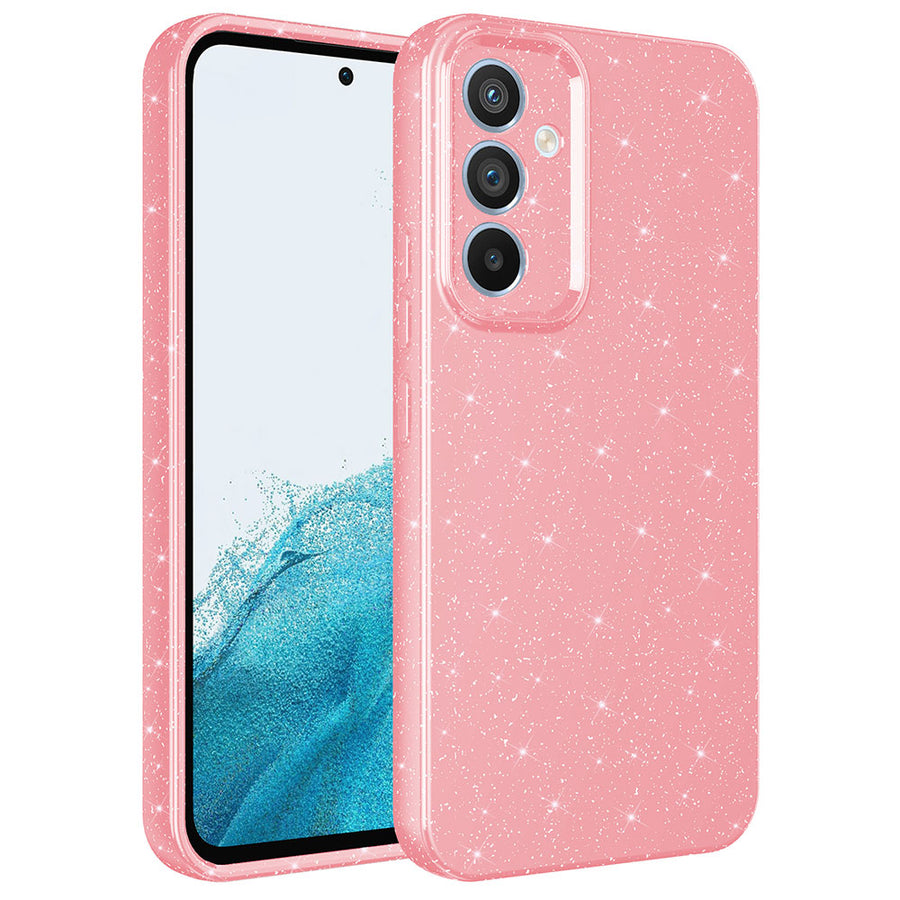 Galaxy A14 Kılıf Kamera Korumalı Simli Lüks Zore Koton Kılıf - Pembe