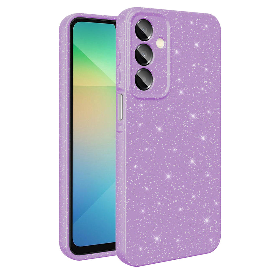 Galaxy A16 Kılıf Kamera Korumalı Simli Lüks Zore Koton Kılıf - Lila
