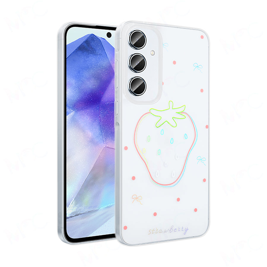 Galaxy A16 Kılıf Şeffaf Figürlü Zore Folk Sert Kılıf - Çilek