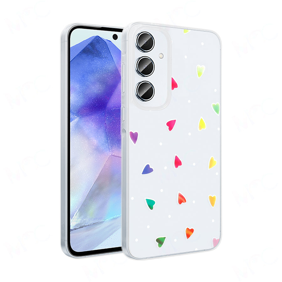 Galaxy A16 Kılıf Şeffaf Figürlü Zore Folk Sert Kılıf - Kalp