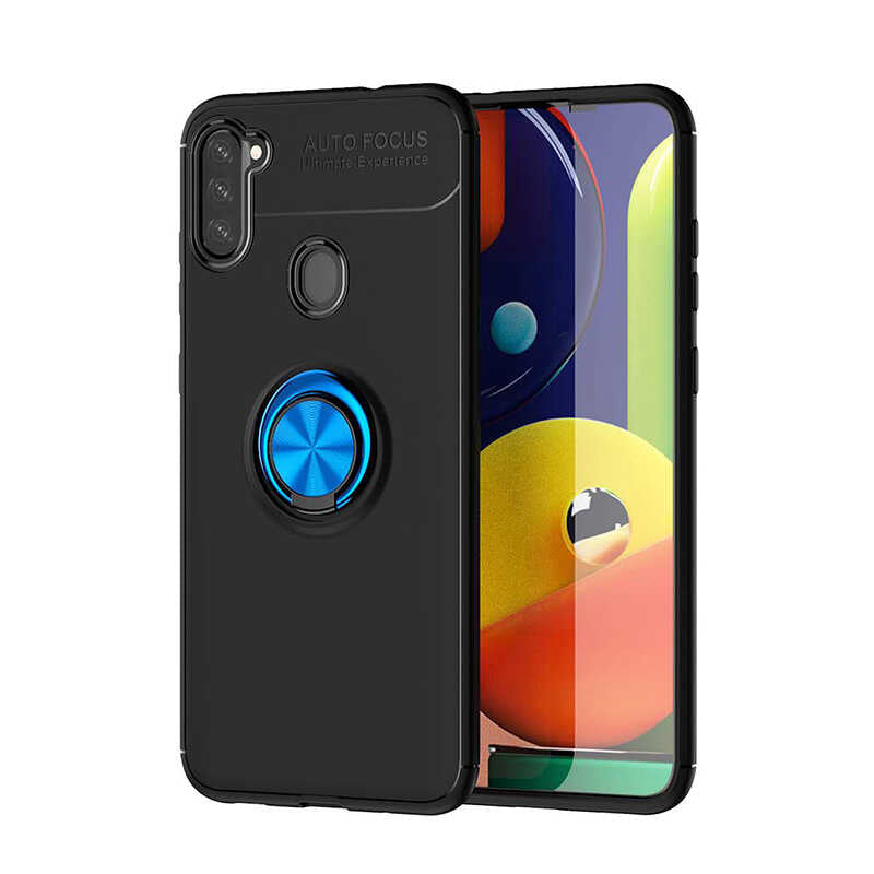 Galaxy A21 Kılıf Zore Ravel Silikon Kılıf - Siyah-Mavi