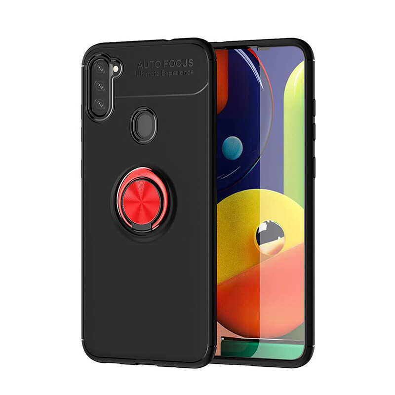 Galaxy A21 Kılıf Zore Ravel Silikon Kılıf - Siyah-Kırmızı
