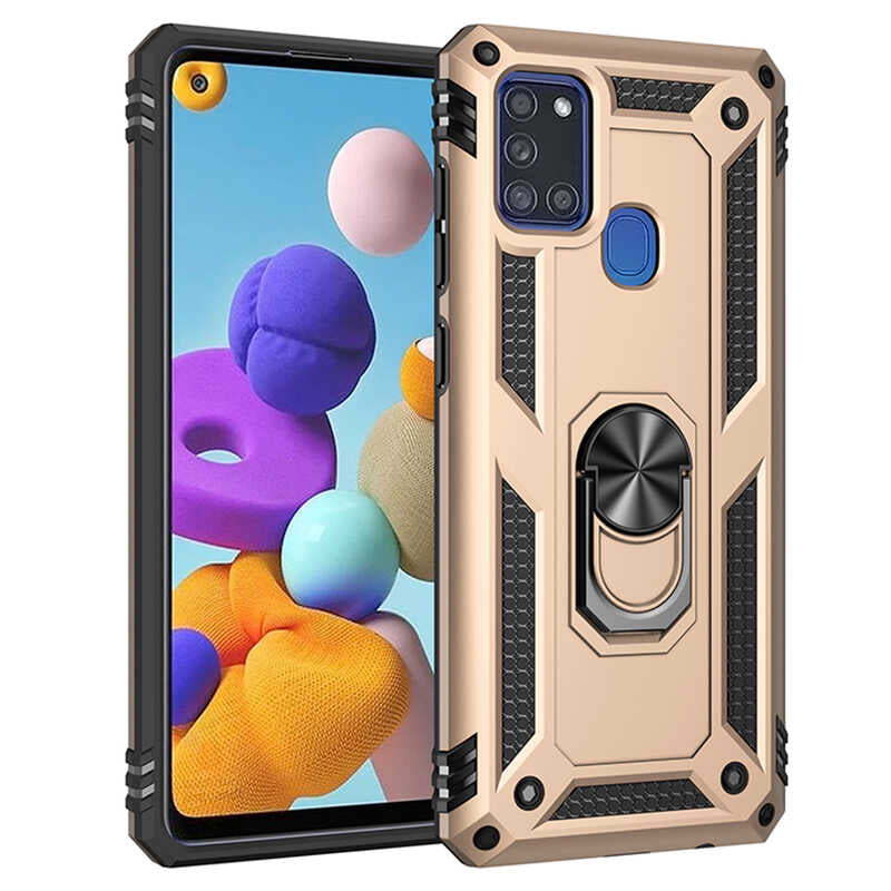 Galaxy A21S Kılıf Zore Vega Kılıf - Gold