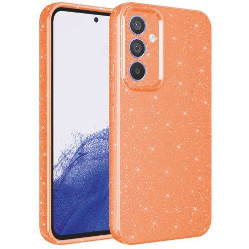 Galaxy A24 Kılıf Kamera Korumalı Simli Lüks Zore Koton Kılıf - Turuncu