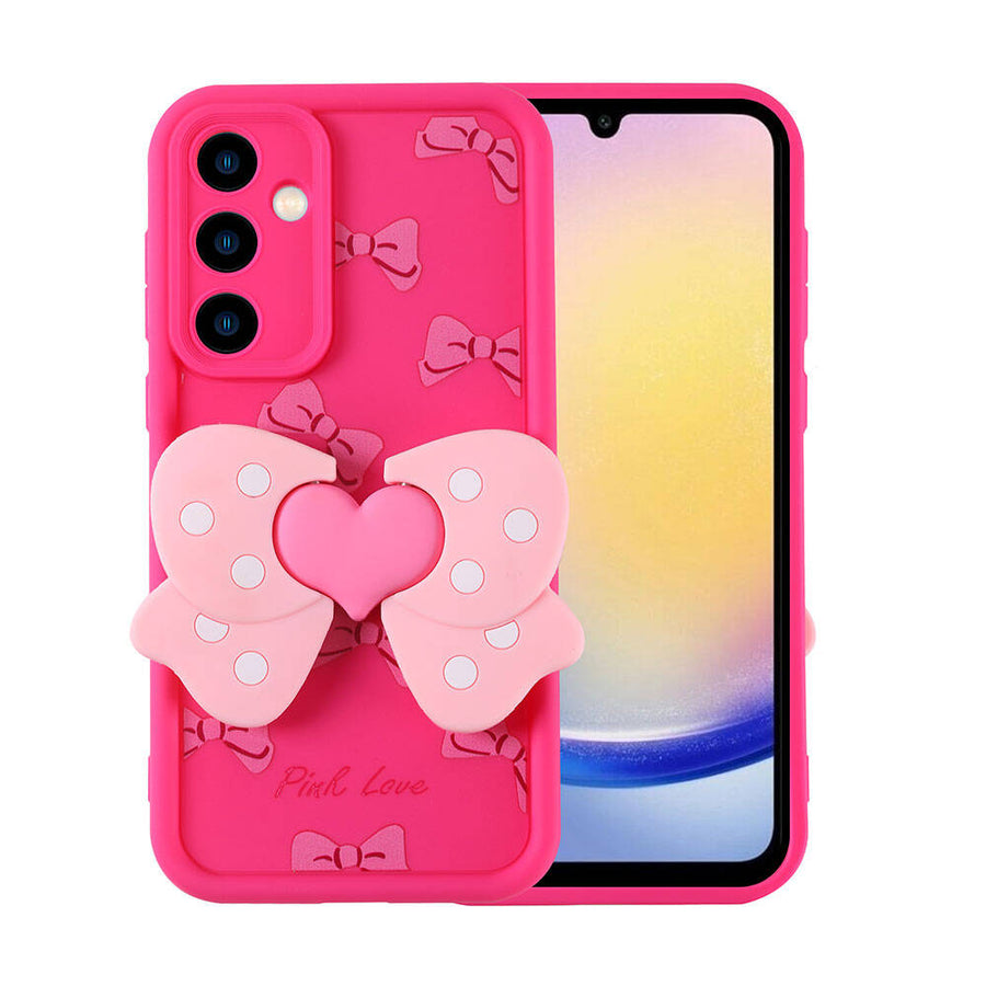 Galaxy A25 Kılıf Kamera Korumalı Figür Tasarımlı Zore Kapya Kılıf - Pembe Koyu