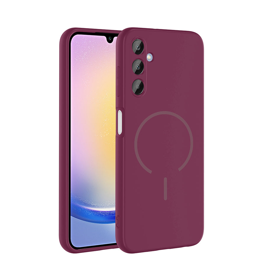 Galaxy A25 Kılıf M-safe Şarj Özellikli Zore Meta Kılıf - Mürdüm