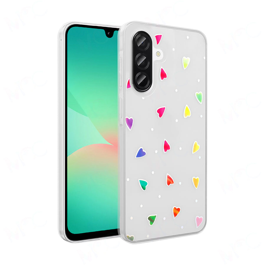 Galaxy A26 Kılıf Şeffaf Figürlü Zore Folk Sert Kılıf - Kalp