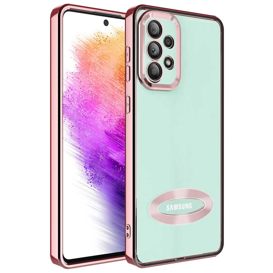 Galaxy A33 5G Kılıf Kamera Korumalı Logo Gösteren Zore Omega Kılıf - Rose Gold