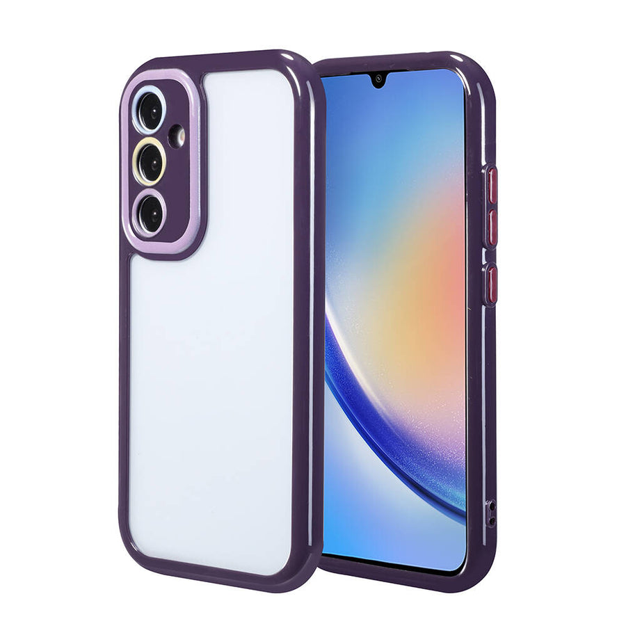 Galaxy A34 Kılıf Kamera Korumalı Renkli Kenar ve Çerçeve Tasarımlı Zore Vitamin Kılıf - Derin Mor