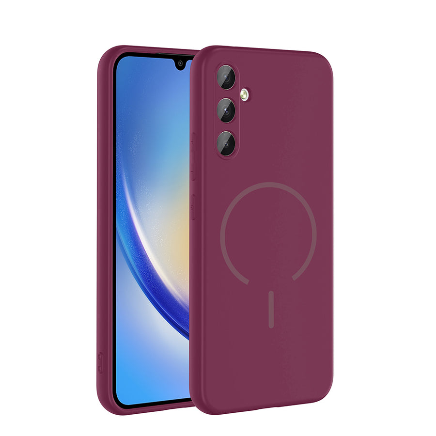 Galaxy A34 Kılıf M-safe Şarj Özellikli Zore Meta Kılıf - Mürdüm