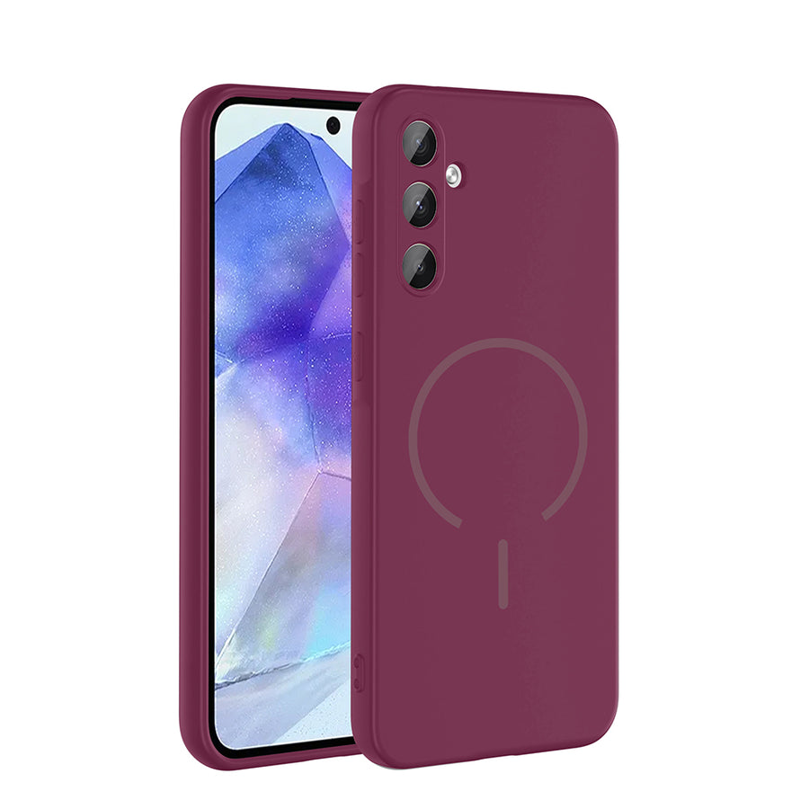 Galaxy A35 Kılıf M-safe Şarj Özellikli Zore Meta Kılıf - Mürdüm