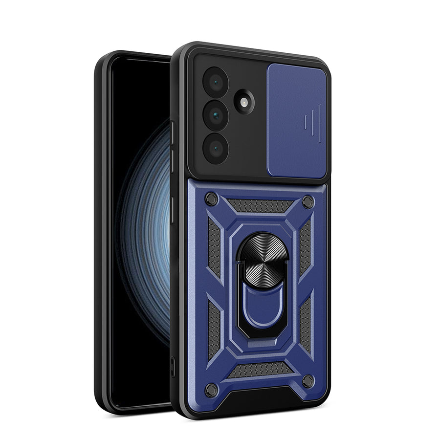 Galaxy A36 Kılıf Magnetik Standlı Kamera Korumalı Zore Sürgülü Vega Kılıf - Mavi