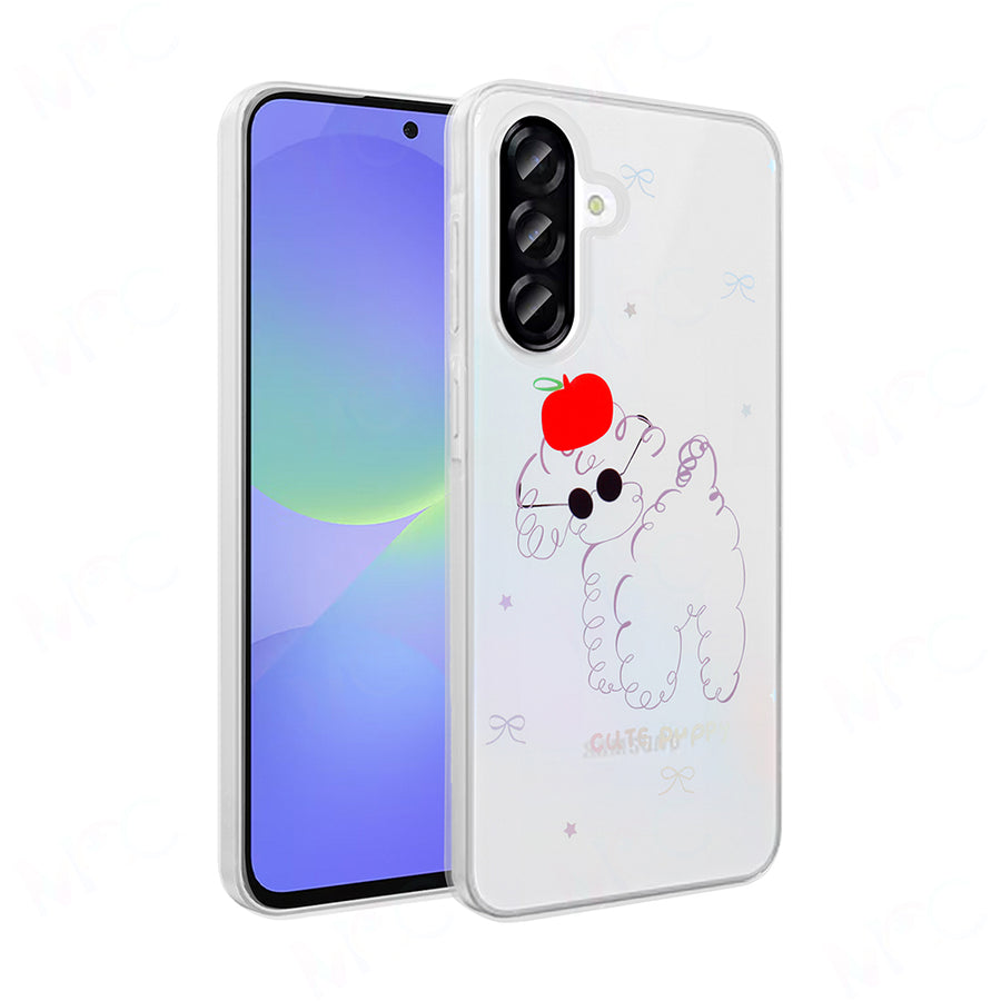 Galaxy A36 Kılıf Şeffaf Figürlü Zore Folk Sert Kılıf - Sevimli Köpek