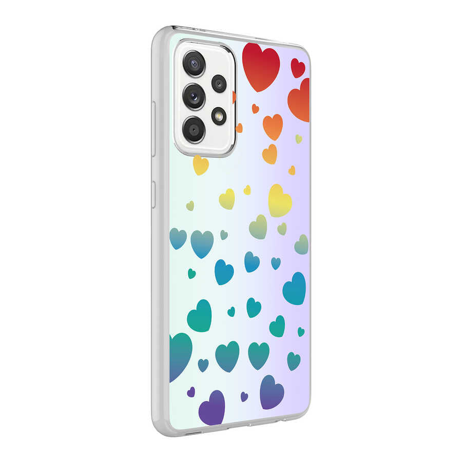 Galaxy A52 Kılıf Zore M-Blue Desenli Kılıf - Heart No3