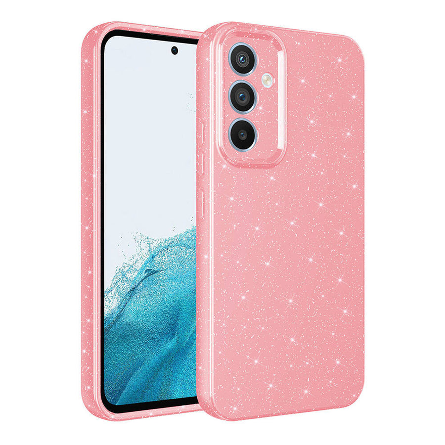 Galaxy A55 Kılıf Kamera Korumalı Simli Lüks Zore Koton Kılıf - Pembe