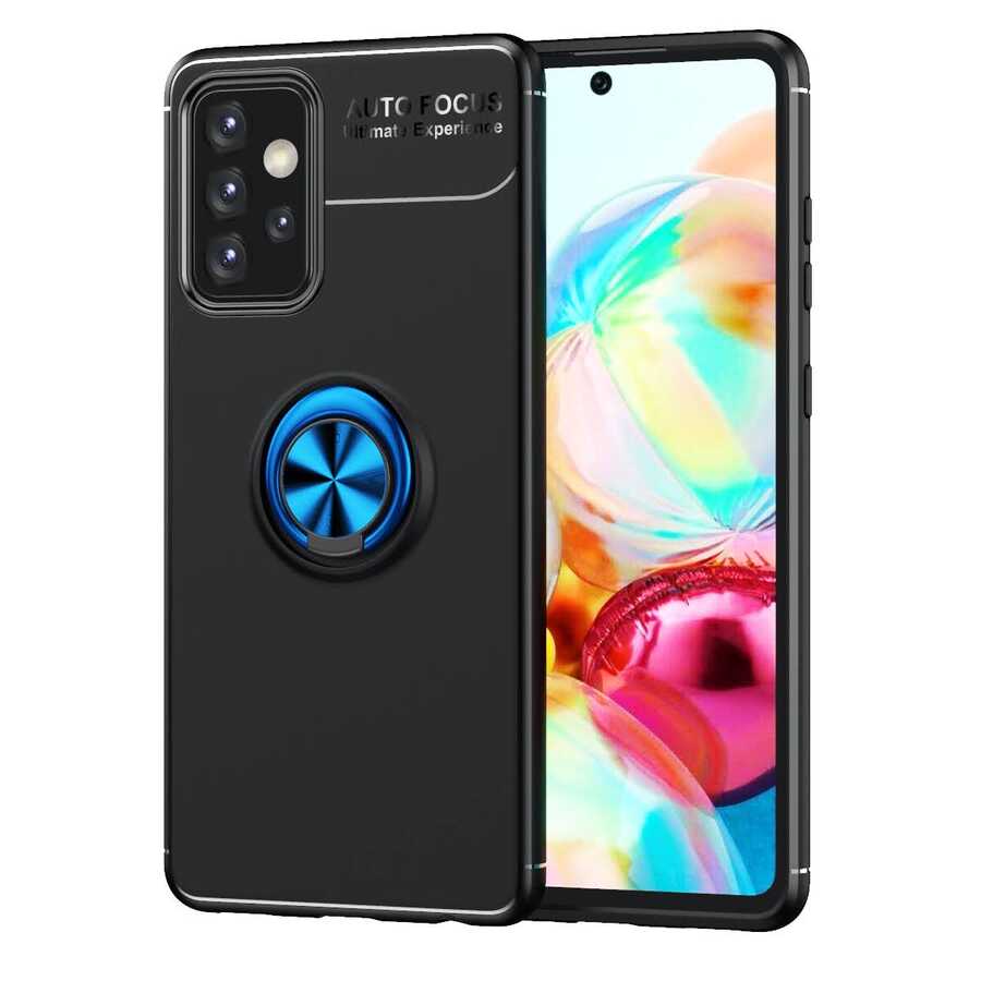Galaxy A72 Kılıf Zore Ravel Silikon Kılıf - Siyah-Mavi