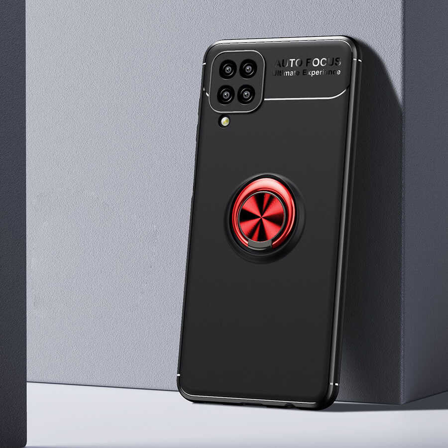 Galaxy M12 Kılıf Zore Ravel Silikon Kılıf - Siyah-Kırmızı