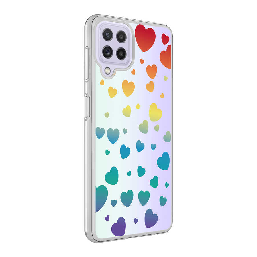 Galaxy M32 Kılıf Zore M-Blue Desenli Kılıf - Heart No3