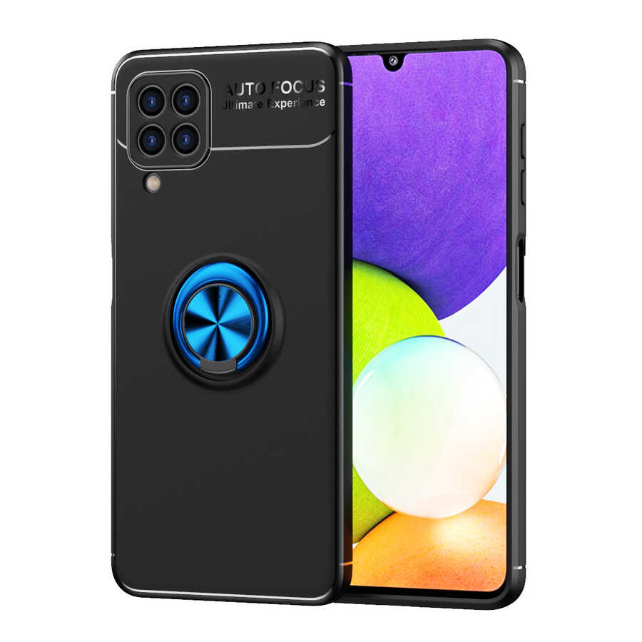 Galaxy M32 Kılıf Zore Ravel Silikon Kılıf - Siyah-Mavi