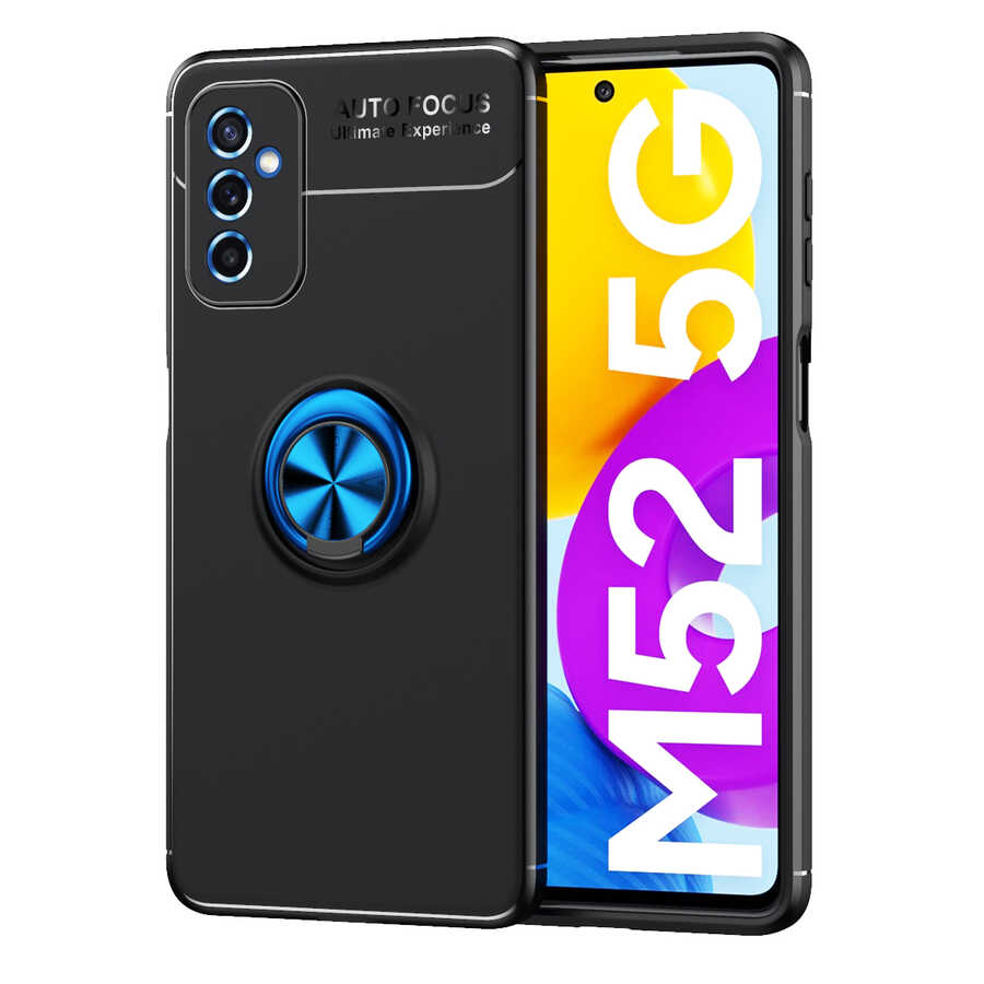 Galaxy M52 Kılıf Zore Ravel Silikon Kılıf - Siyah-Mavi