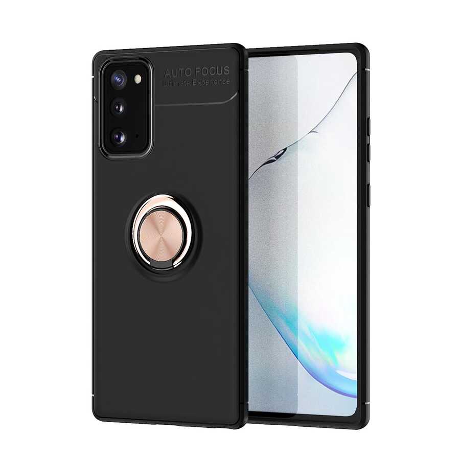 Galaxy Note 20 Kılıf Zore Ravel Silikon Kılıf - Siyah-Rose Gold