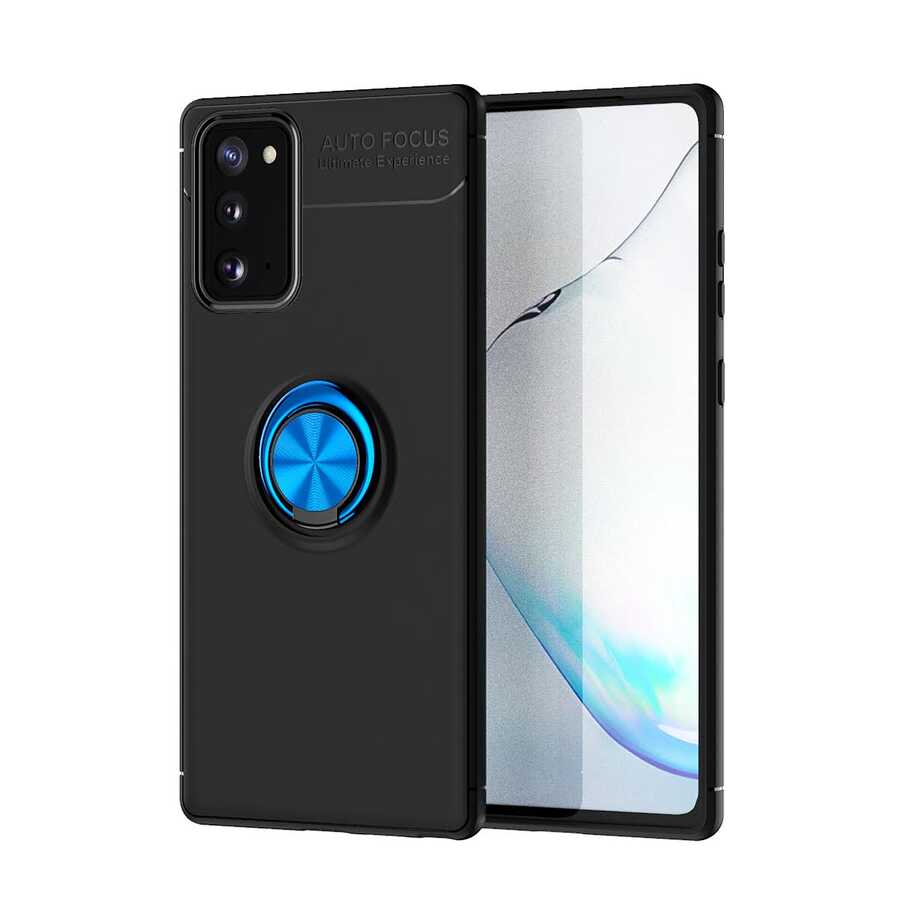 Galaxy Note 20 Kılıf Zore Ravel Silikon Kılıf - Siyah-Mavi