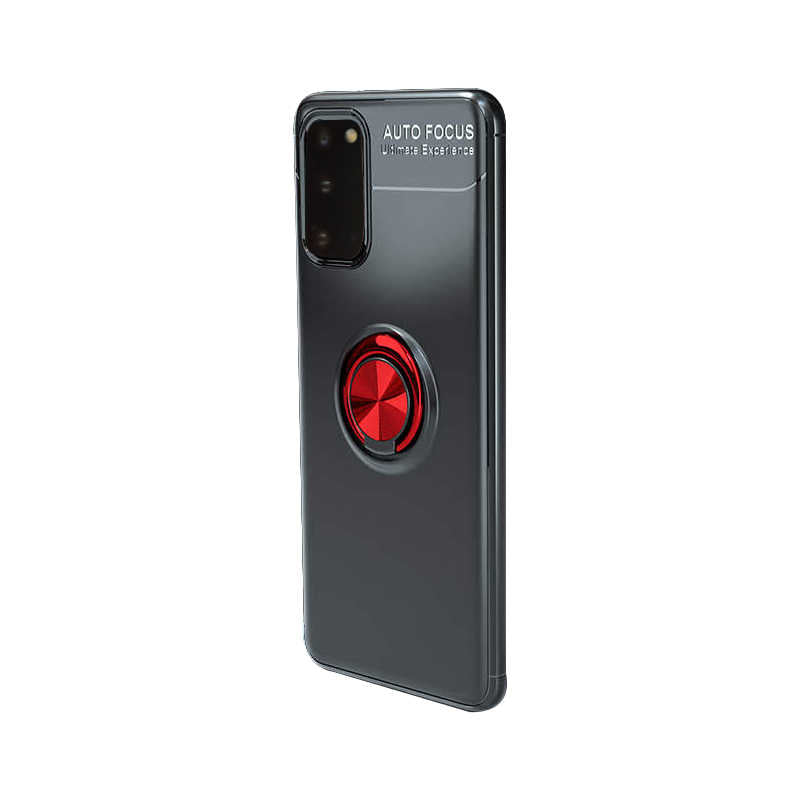 Galaxy S20 Kılıf Zore Ravel Silikon Kılıf - Siyah-Kırmızı
