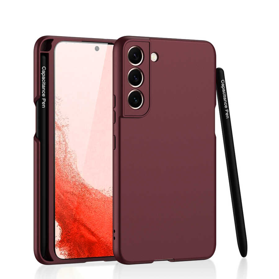 Galaxy S22 Kılıf Zore Kalemli Kıpta Kılıf - Mürdüm