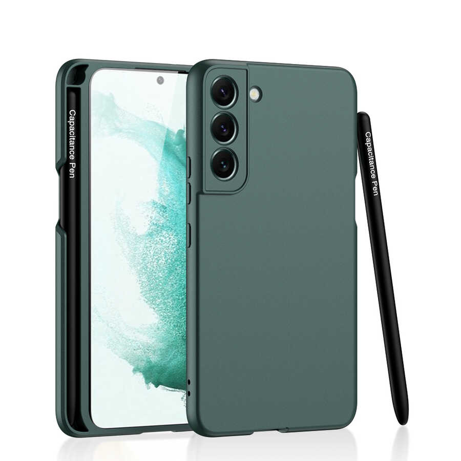 Galaxy S22 Kılıf Zore Kalemli Kıpta Kılıf - Koyu Yeşil