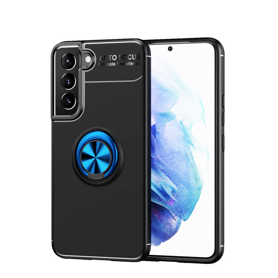 Galaxy S22 Plus Kılıf Zore Ravel Silikon Kılıf - Siyah-Mavi