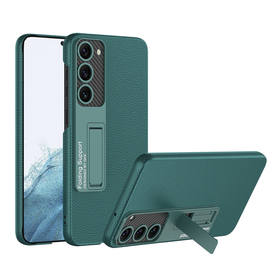 Galaxy S23 Plus Kılıf Zore Kıpta Standlı Kılıf - Koyu Yeşil