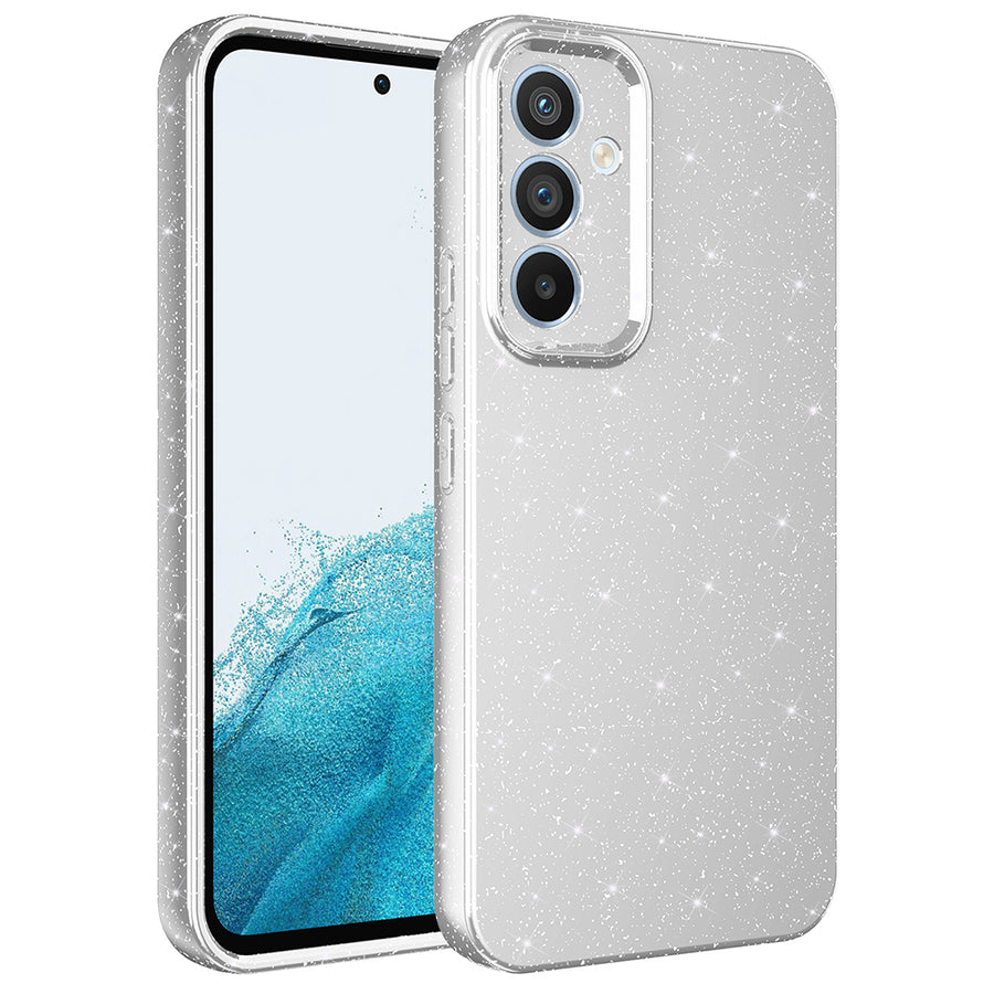 Galaxy S24 FE Kılıf Kamera Korumalı Simli Lüks Zore Koton Kılıf - Gümüş