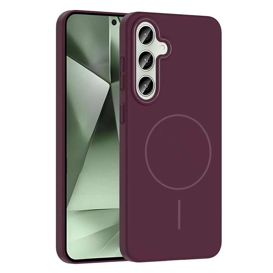 Galaxy S24 FE Kılıf M-safe Şarj Özellikli Zore Ruby Sert Kılıf - Mürdüm