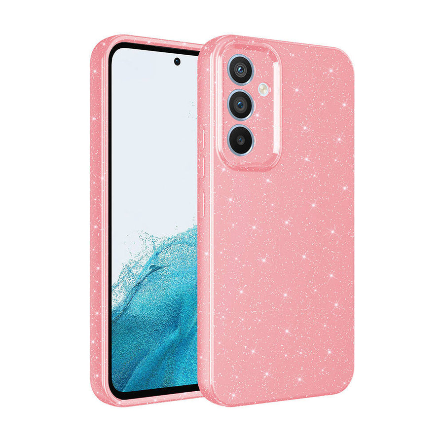 Galaxy S24 Kılıf Kamera Korumalı Simli Lüks Zore Koton Kılıf - Pembe
