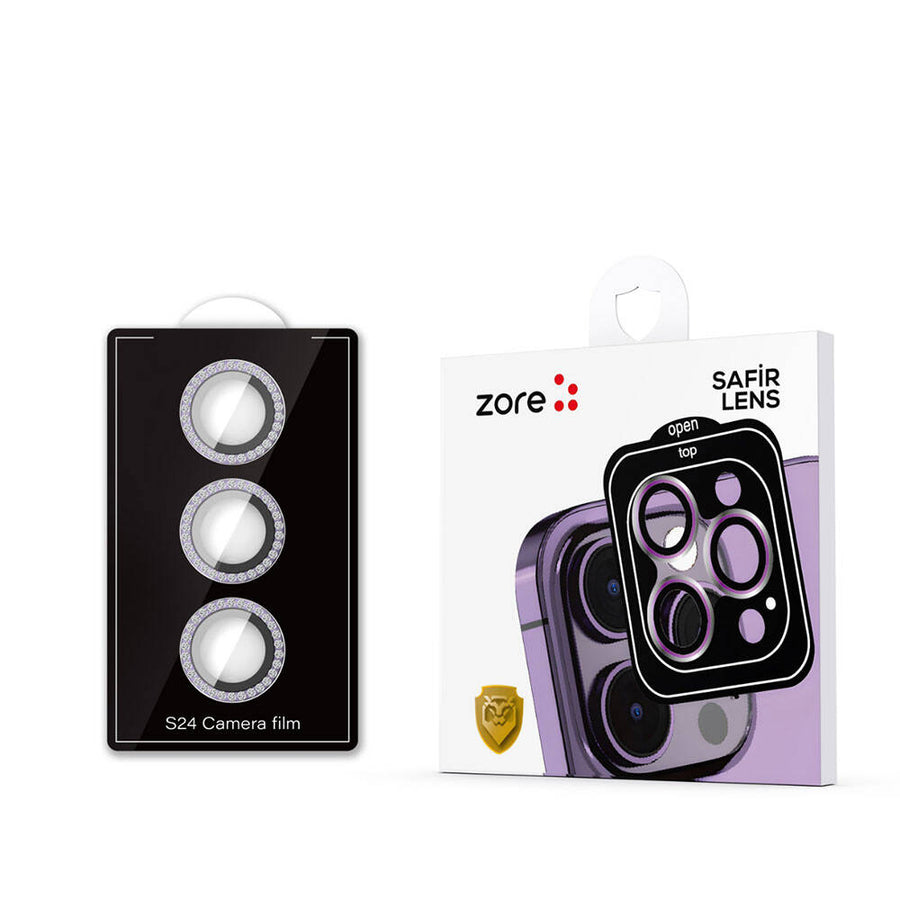 Galaxy S24 Zore Diamond Kamera Lens Koruyucu Cam Filmi - Mor