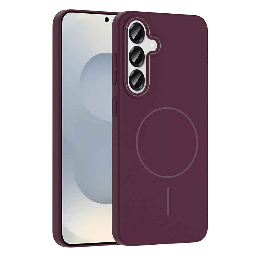 Galaxy S25 Plus Kılıf M-safe Şarj Özellikli Zore Ruby Sert Kılıf - Mürdüm